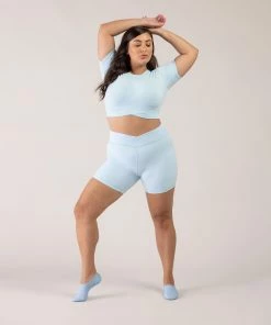 New ✨ BLOCHSTORE-US BLOCHeverhold 5 Inch Cross Over Short Ice Blue 👍 -Bloch Active Collection Shop 0003 ZCO2100 ICB DCO2100 ICB XL 6499