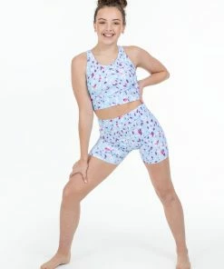 Best Sale 🥰 BLOCHSTORE-US BLOCH X Flo Active Nicole Bike Shorts Pale Blue Petals 🤩