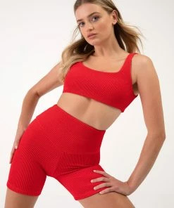 Discount 🤩 BLOCHSTORE-US Crinkle Square Neck Bra Crimson 💯
