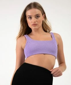 Cheap 🌟 BLOCHSTORE-US Crinkle Square Neck Bra Lilac ⭐