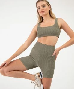 Budget 🔔 BLOCHSTORE-US Crinkle Square Neck Bra Washed Moss 🥰