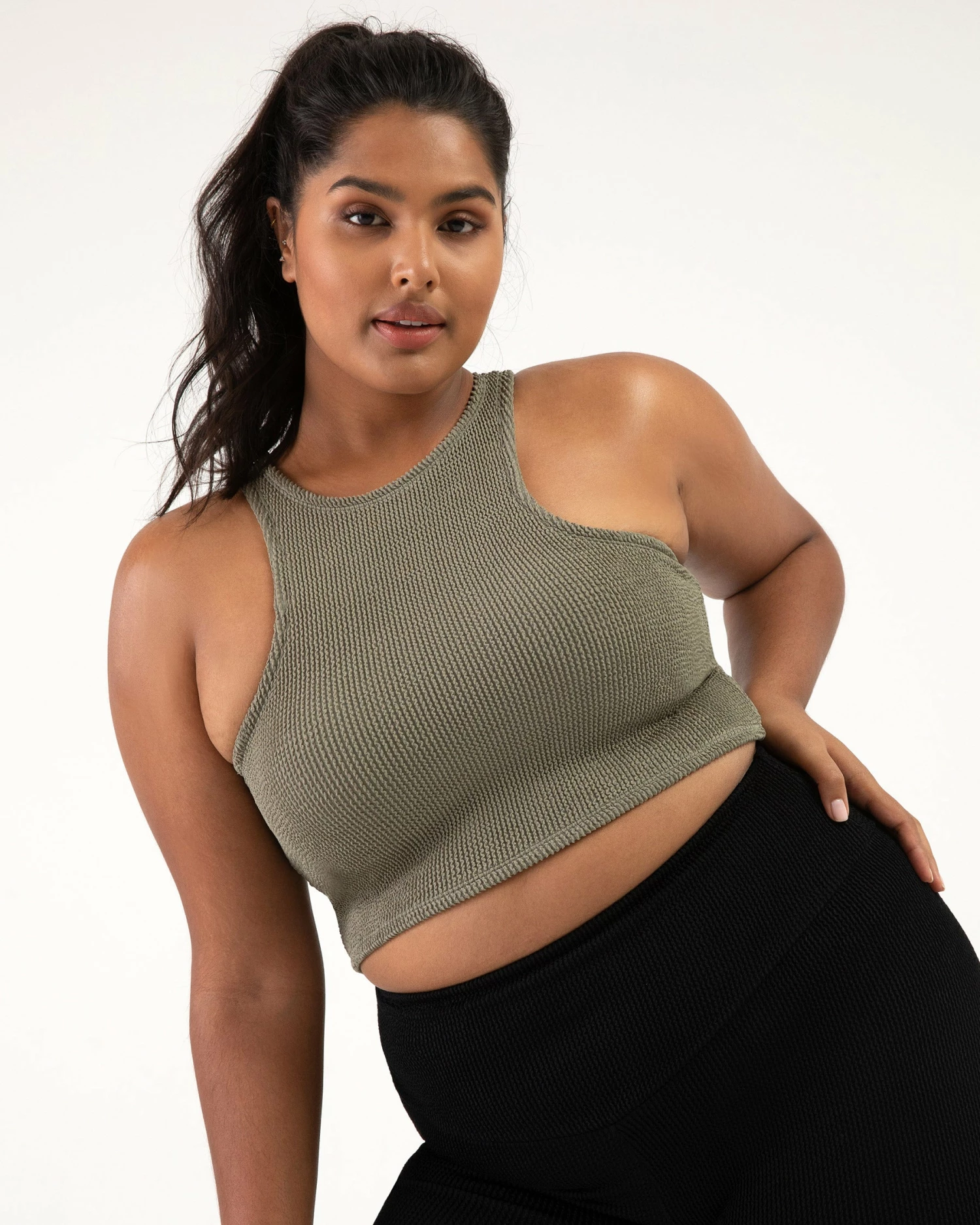 Brand new 🥰 BLOCHSTORE-US Crinkle Racer Tank Washed Moss 🌟 1 Brand new 🥰 BLOCHSTORE-US Crinkle Racer Tank Washed Moss 🌟